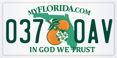 FL license plate 0370AV
