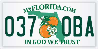 FL license plate 0370BA