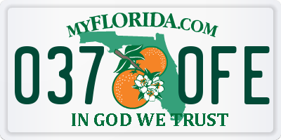 FL license plate 0370FE