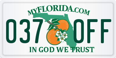 FL license plate 0370FF