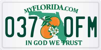 FL license plate 0370FM