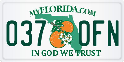 FL license plate 0370FN