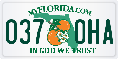 FL license plate 0370HA