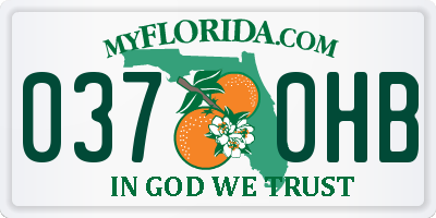 FL license plate 0370HB