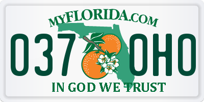FL license plate 0370HO