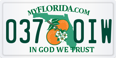 FL license plate 0370IW