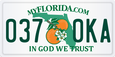 FL license plate 0370KA