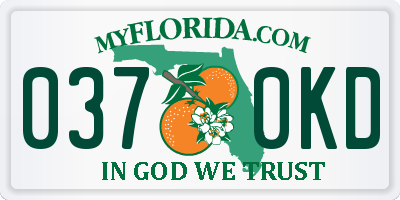 FL license plate 0370KD