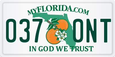 FL license plate 0370NT