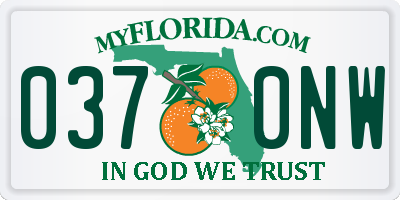FL license plate 0370NW