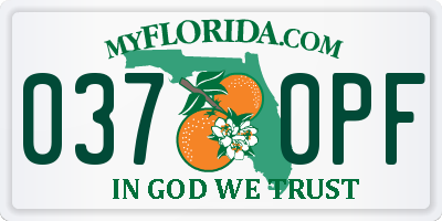 FL license plate 0370PF