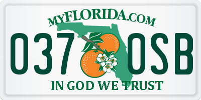 FL license plate 0370SB