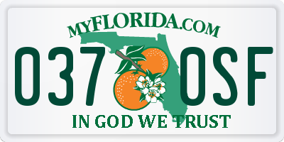 FL license plate 0370SF