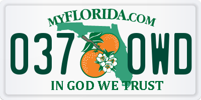 FL license plate 0370WD