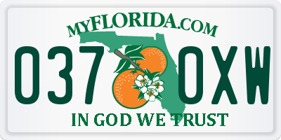 FL license plate 0370XW