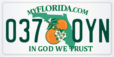 FL license plate 0370YN