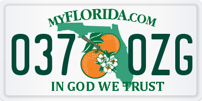 FL license plate 0370ZG