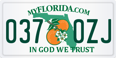 FL license plate 0370ZJ