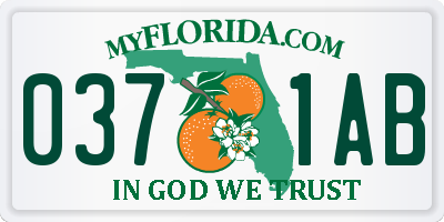 FL license plate 0371AB