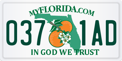 FL license plate 0371AD