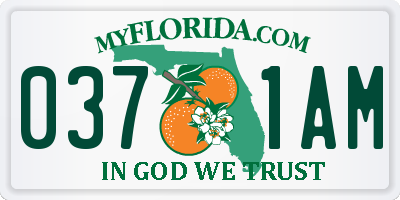 FL license plate 0371AM