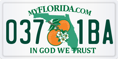 FL license plate 0371BA