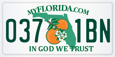 FL license plate 0371BN