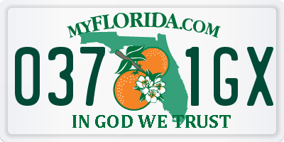 FL license plate 0371GX