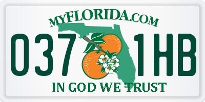 FL license plate 0371HB