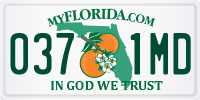 FL license plate 0371MD