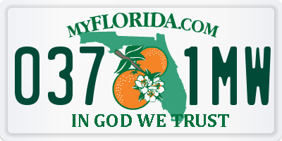 FL license plate 0371MW