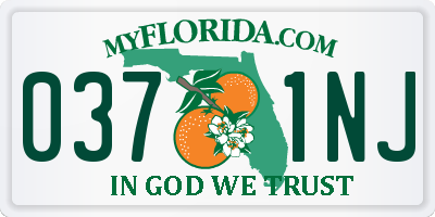 FL license plate 0371NJ