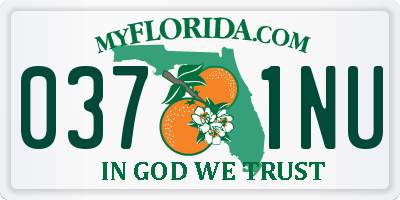 FL license plate 0371NU