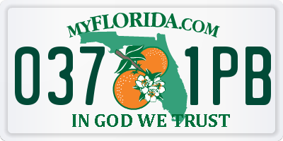 FL license plate 0371PB