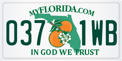 FL license plate 0371WB
