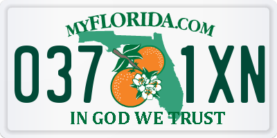 FL license plate 0371XN