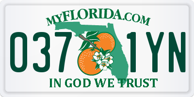 FL license plate 0371YN
