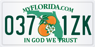 FL license plate 0371ZK
