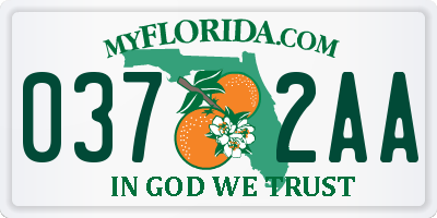 FL license plate 0372AA