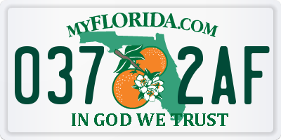 FL license plate 0372AF