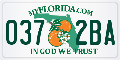 FL license plate 0372BA