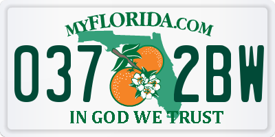 FL license plate 0372BW