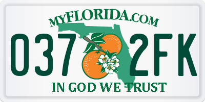 FL license plate 0372FK