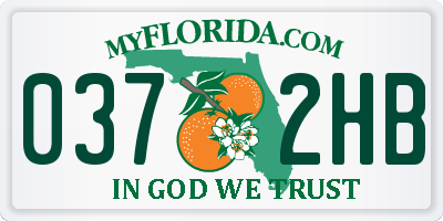 FL license plate 0372HB