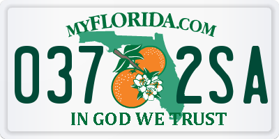 FL license plate 0372SA