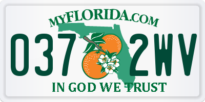 FL license plate 0372WV