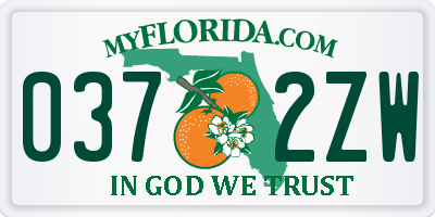 FL license plate 0372ZW