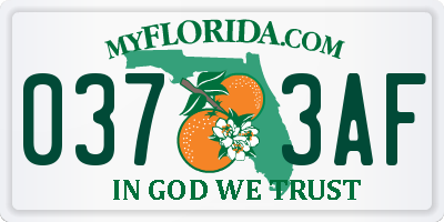 FL license plate 0373AF