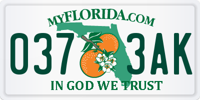FL license plate 0373AK