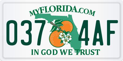 FL license plate 0374AF